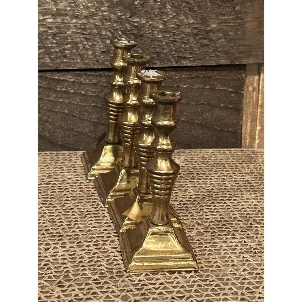 Vintage Peerage Made in England Miniature Brass Candlesticks 3 1/2 inches tall‎